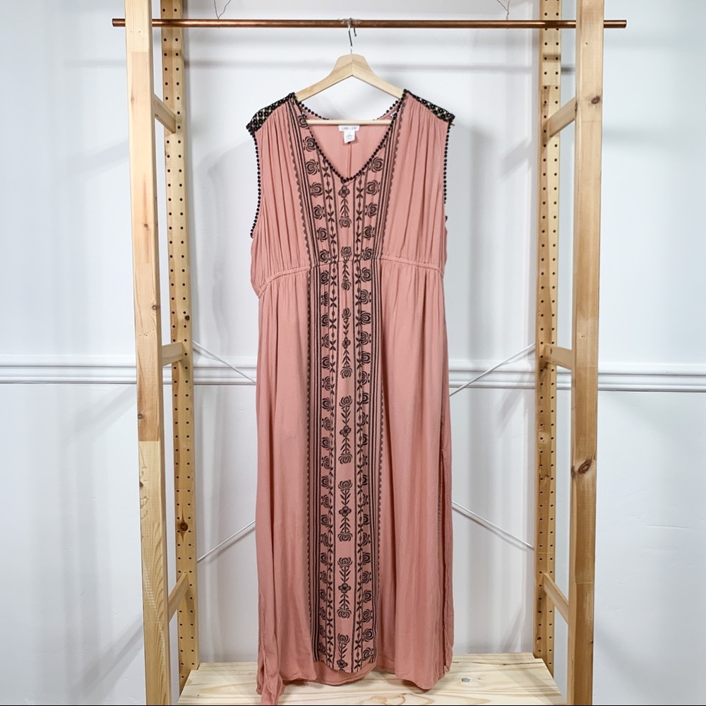 Clover + Scout Embroidered Rayon Maxi Dress